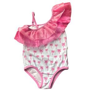 Love & Grow Clothing 4T Swimsuit Palm‎ Trees Pink Tulle Girly Malibu Beach
